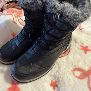 Cozy Black Winter Boots with Faux Fur Trim